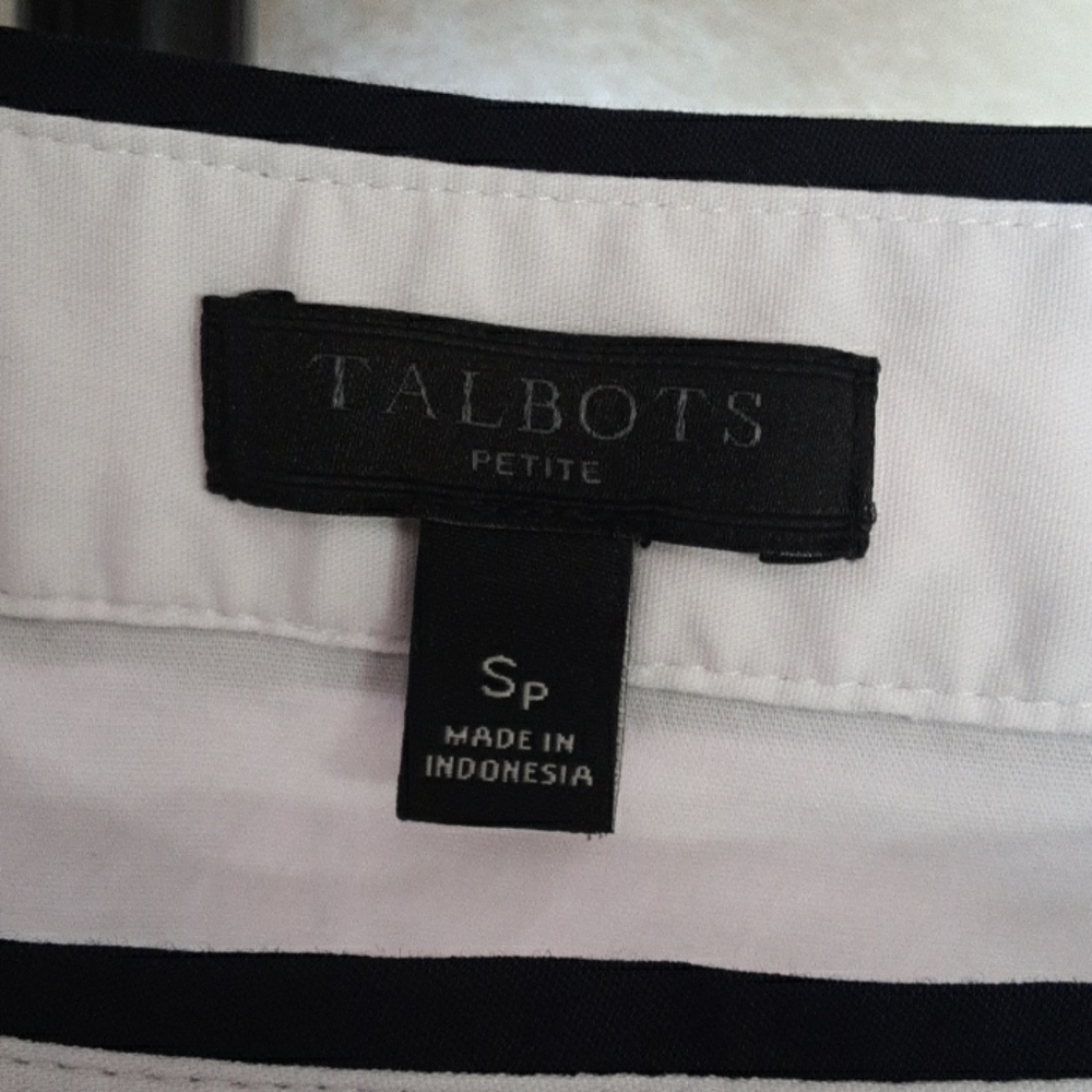 Talbots Petite Long Sleeve White with Black trim